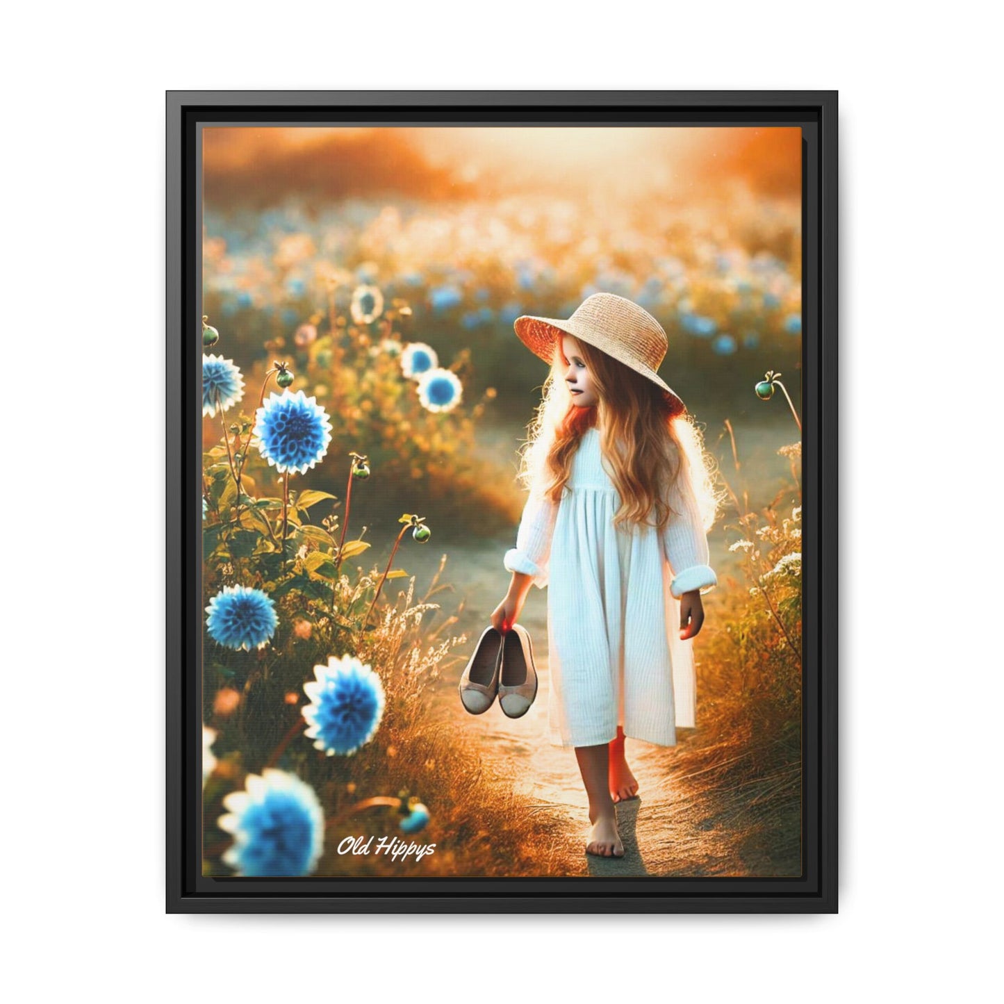 A Girl and Her Thoughts Wood Framed Canvas