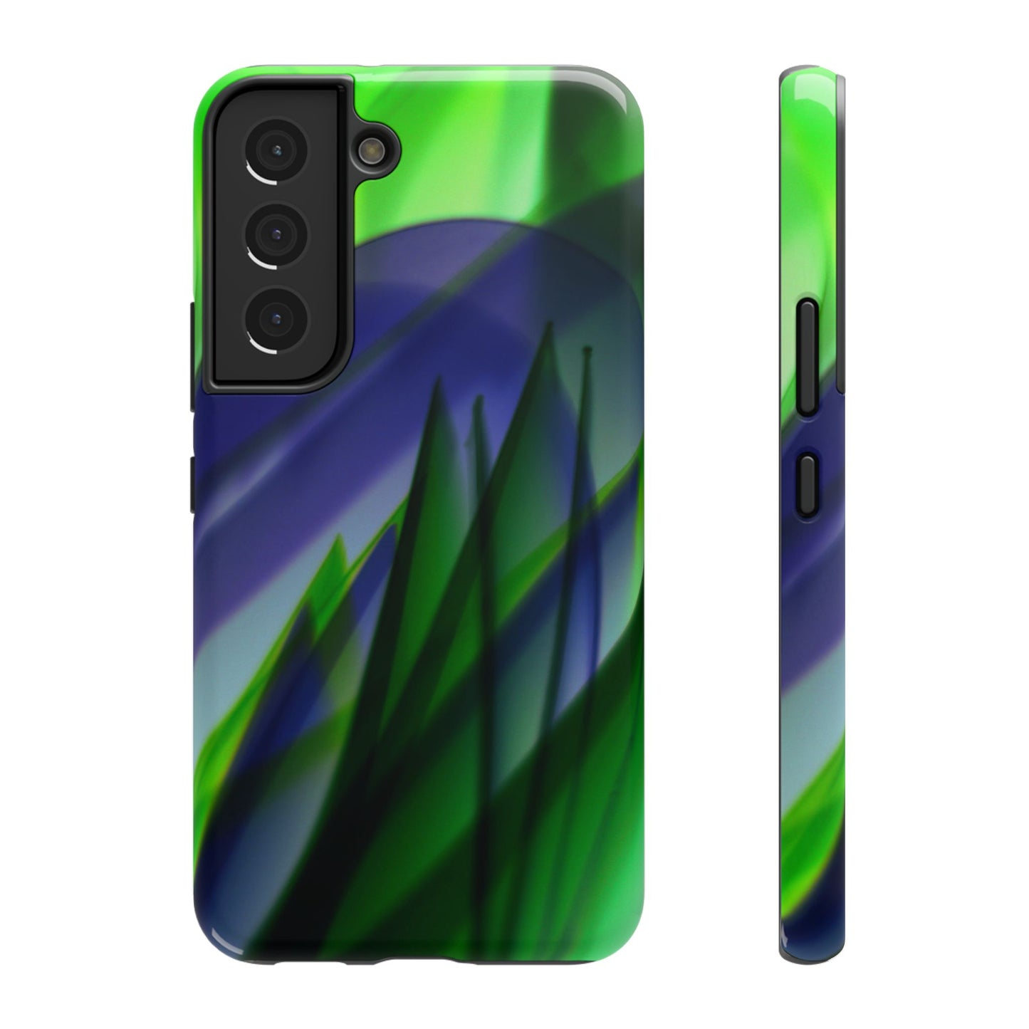 — Green Blue Abstract Wave Design Impact-Resistant Phone Case