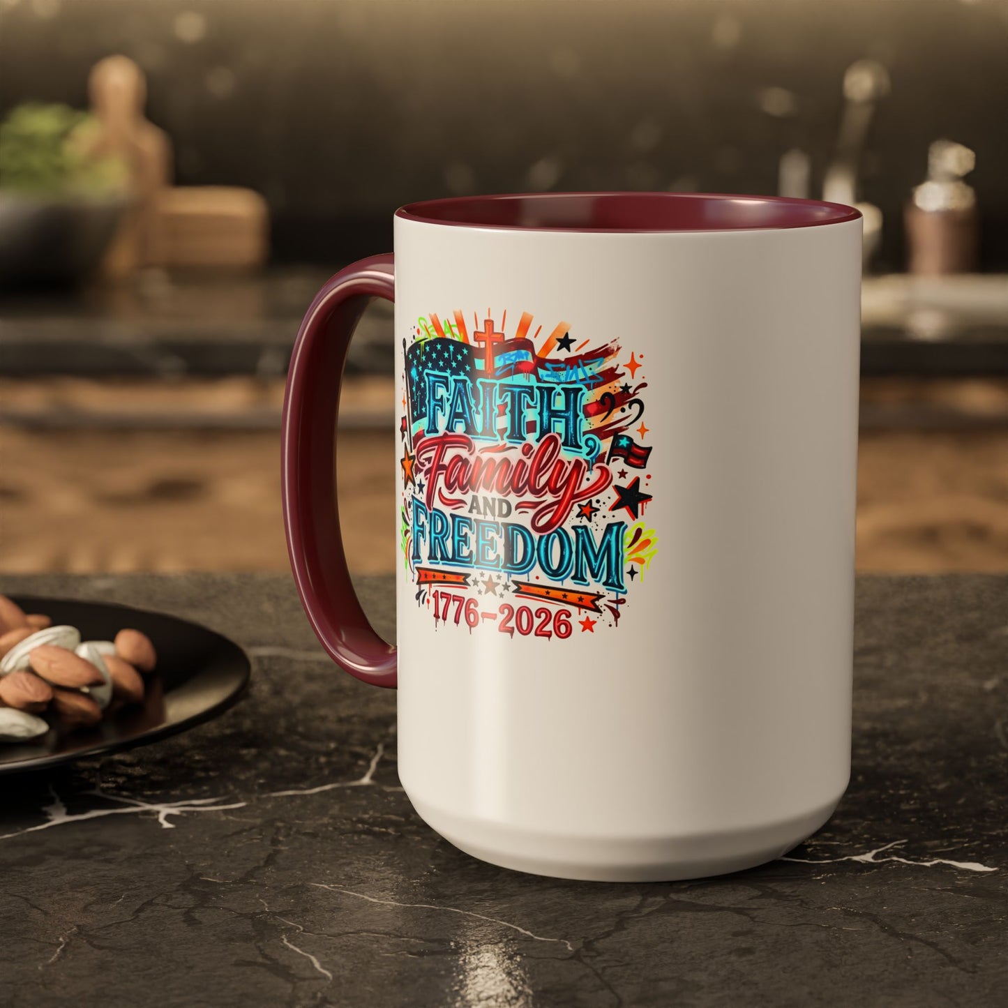 Faith Family Freedom 1776–2026 Patriotic Coffee Mug