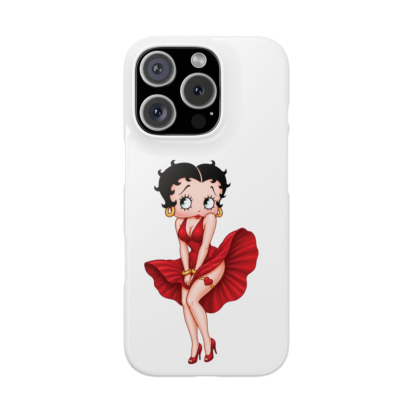 Betty Boop Red Dress Slim iPhone Case — Retro Pin-Up Cartoon Phone Cover