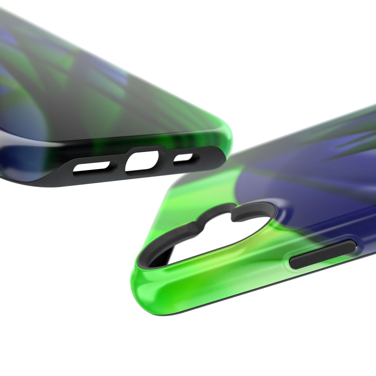 — Green Blue Abstract Wave Design Impact-Resistant Phone Case