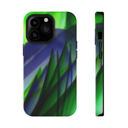 — Green Blue Abstract Wave Design Impact-Resistant Phone Case