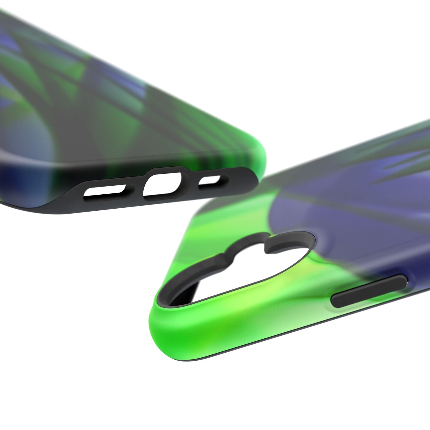 — Green Blue Abstract Wave Design Impact-Resistant Phone Case