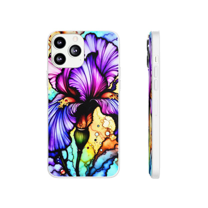 Stained Glass Iris Smartphone Case — Vibrant Purple Watercolor Phone Cover
