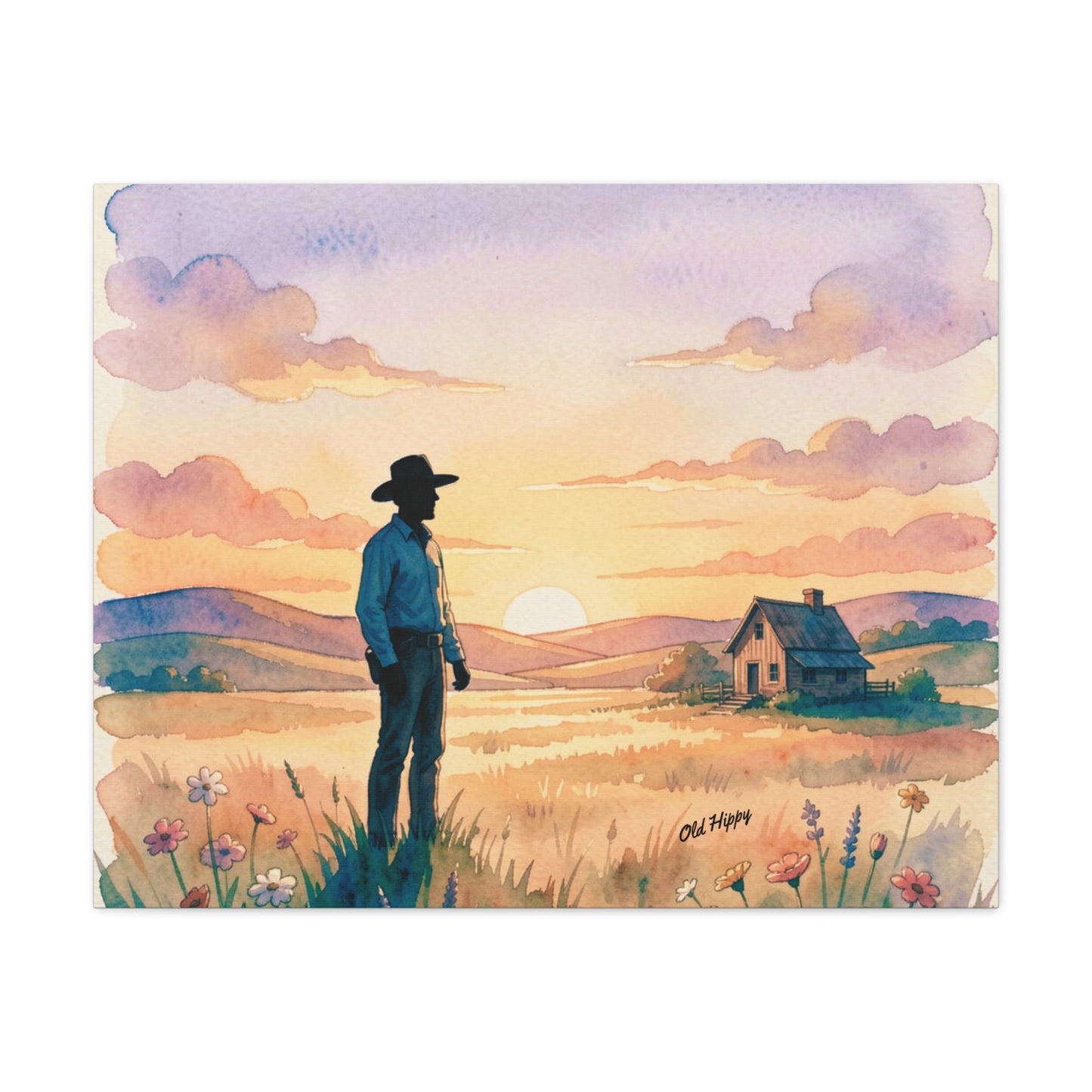The Last Light Over the Homestead AI Canvas by Old Hippy