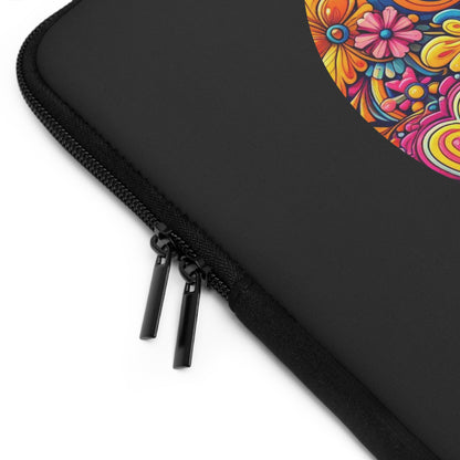 Laptop Sleeve — Colorful Retro "All You Need Is Love" Floral Design