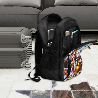 Large Capacity Oxford Travel Laptop Backpack with USB Alice and mad hatter vol1 (2)