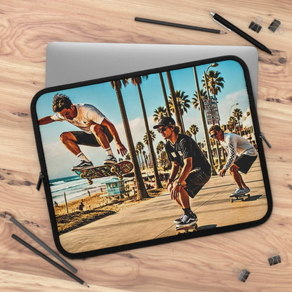 Skateboarders at Venice Beach Laptop Sleeve — Vintage Surf Skateboard Design