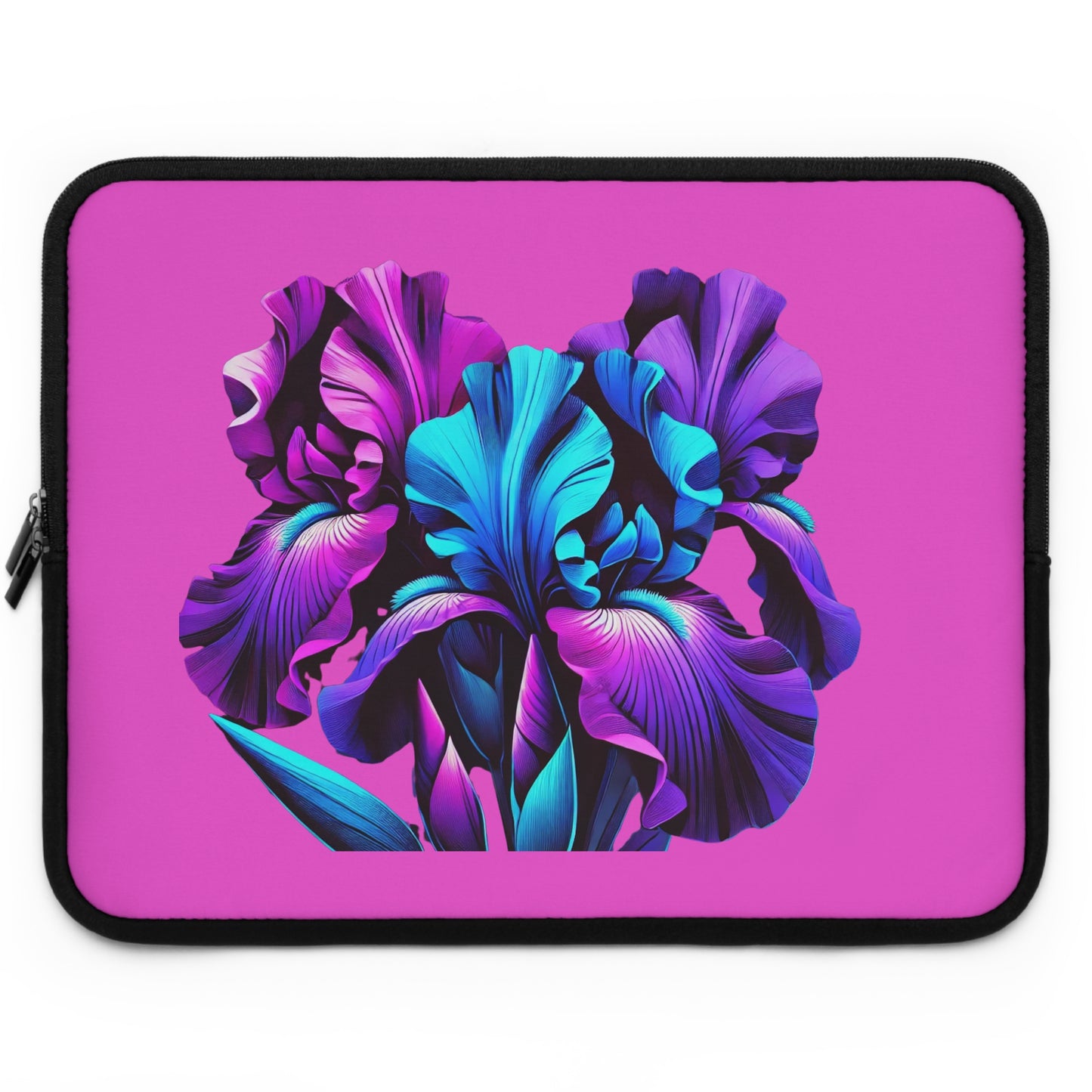 Vivid Neon Iris Laptop Sleeve — Pink Floral Protective Case