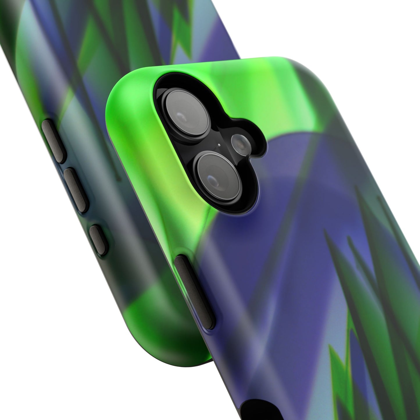 — Green Blue Abstract Wave Design Impact-Resistant Phone Case