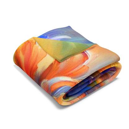 Arctic Fleece Blanket — Vibrant Abstract Iris Floral Swirl Throw