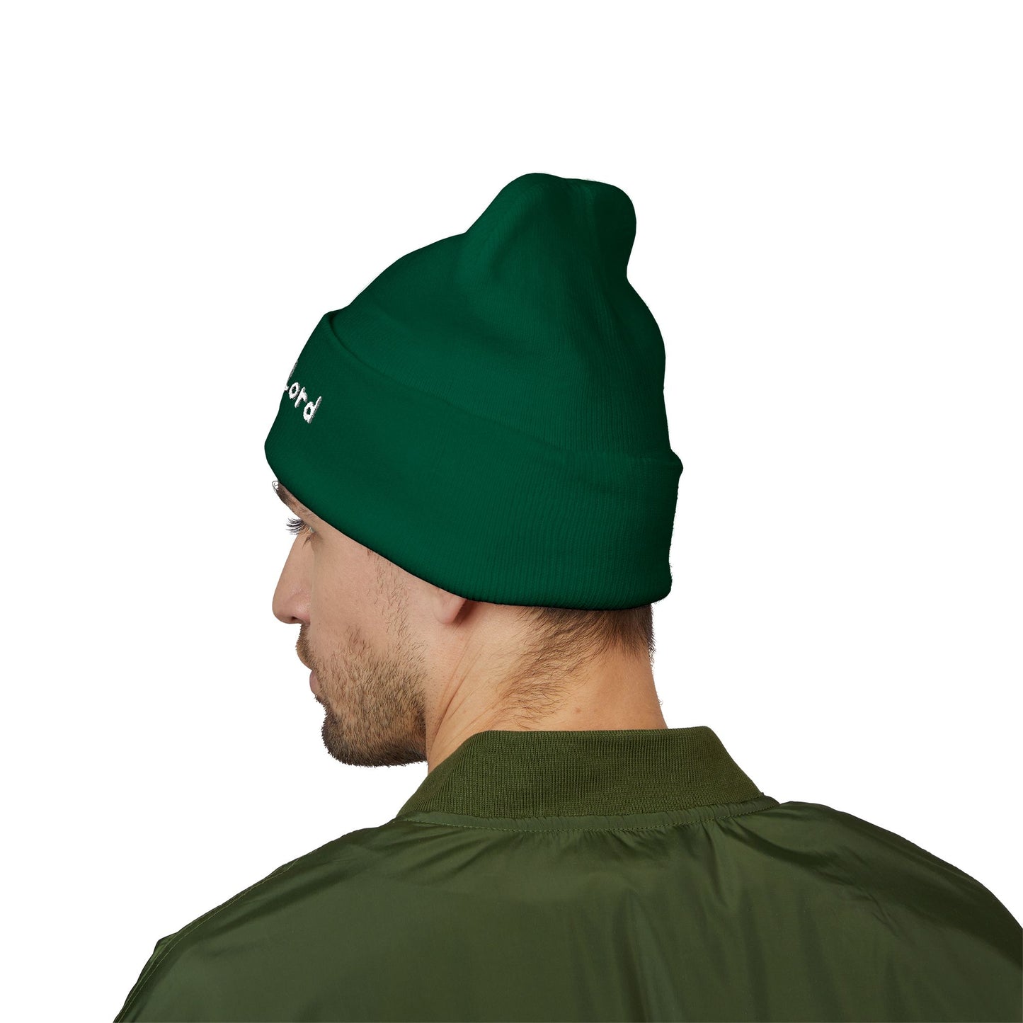 Embroidered 'Jesus is Lord' Cuffed Beanie — Christian Faith Knit Hat