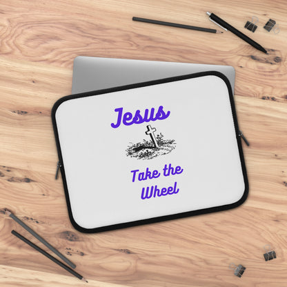 Jesus Take the Wheel Laptop Sleeve — Christian Cross Laptop Case