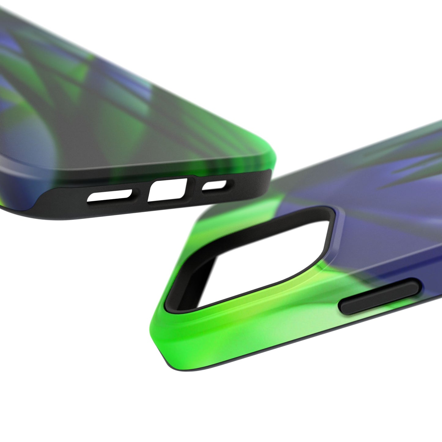 — Green Blue Abstract Wave Design Impact-Resistant Phone Case