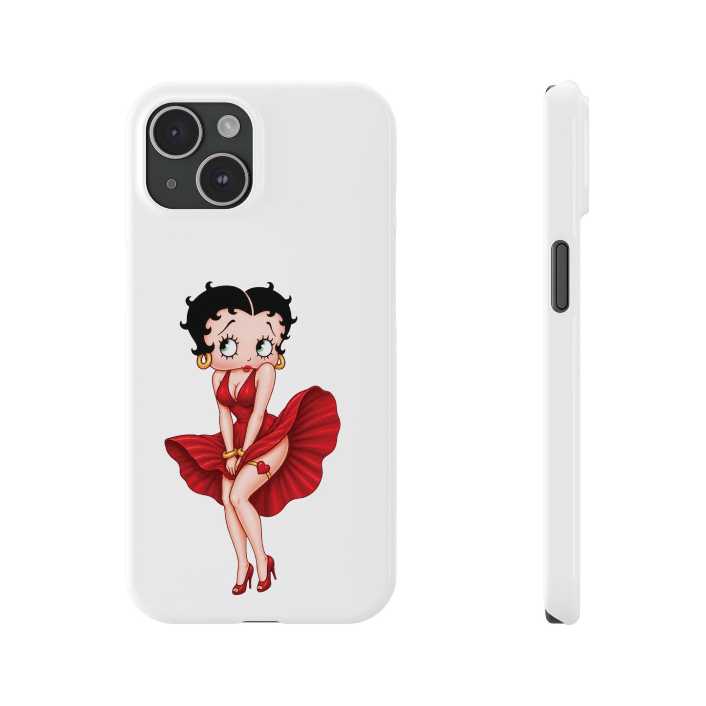 Betty Boop Red Dress Slim iPhone Case — Retro Pin-Up Cartoon Phone Cover