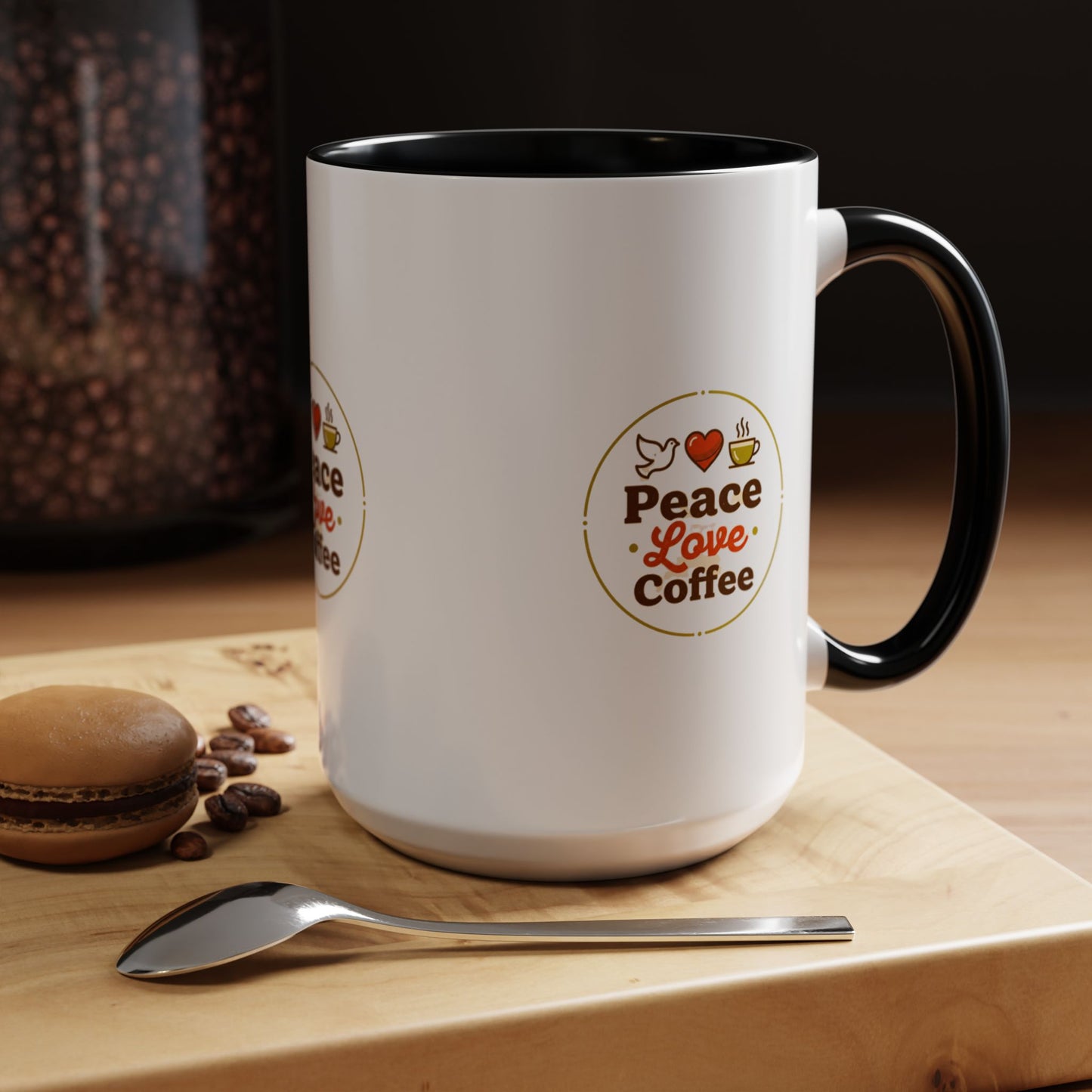 Peace Love Coffee Accent Mug - 11/15oz Ceramic Coffee Cup