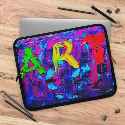 Abstract 'ART' Neon Paint Laptop Sleeve — Colorful Protective Sleeve for Artists & Creatives