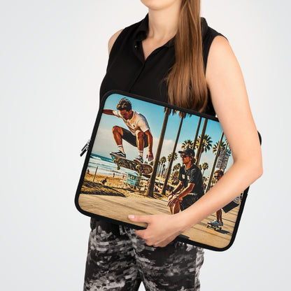 Skateboarders at Venice Beach Laptop Sleeve — Vintage Surf Skateboard Design
