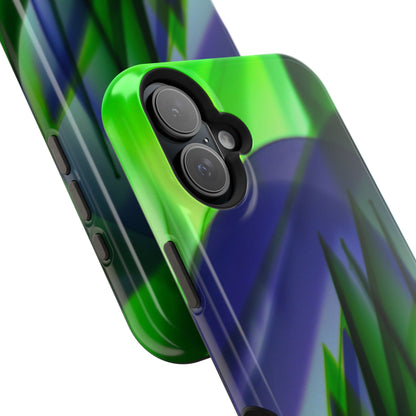 — Green Blue Abstract Wave Design Impact-Resistant Phone Case