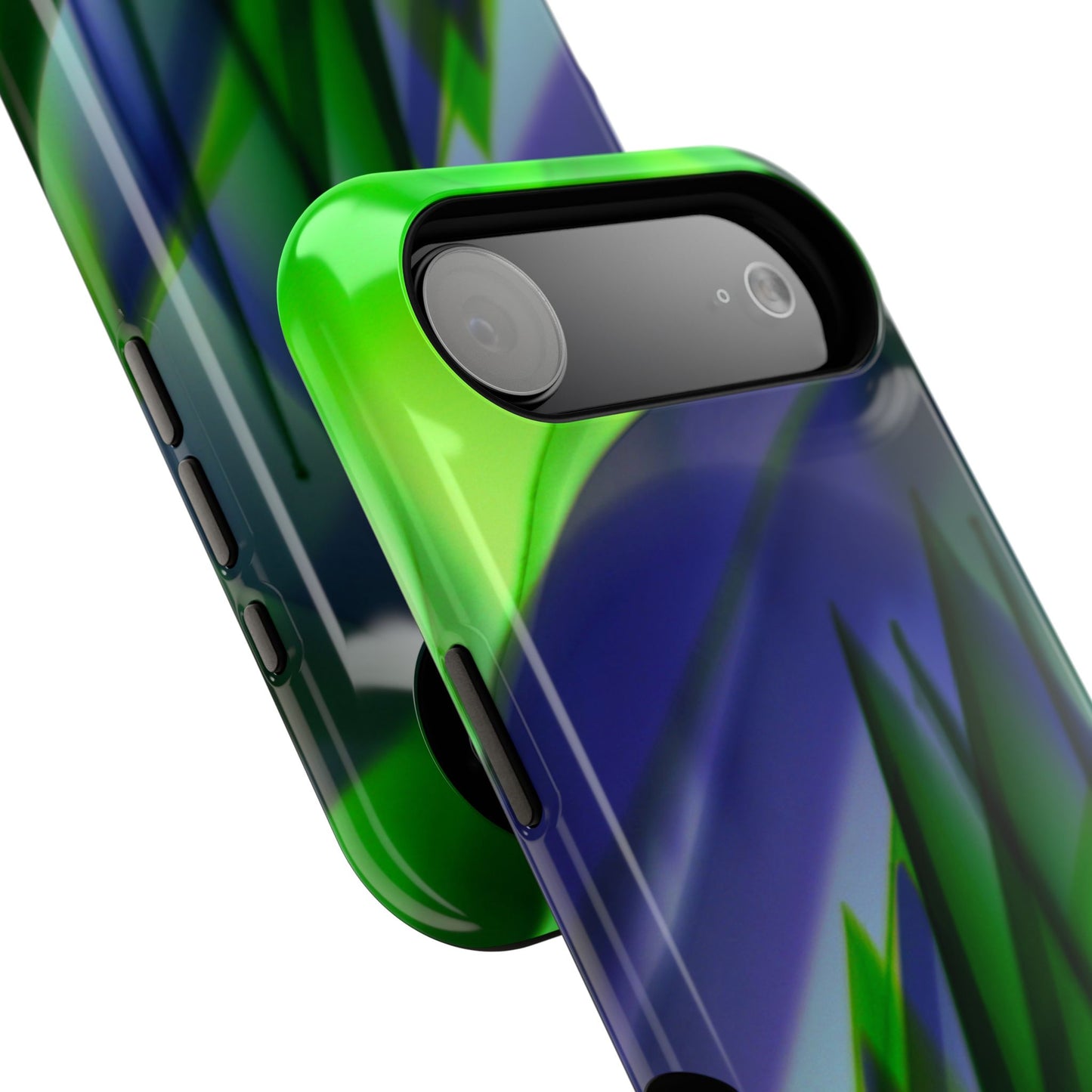 — Green Blue Abstract Wave Design Impact-Resistant Phone Case