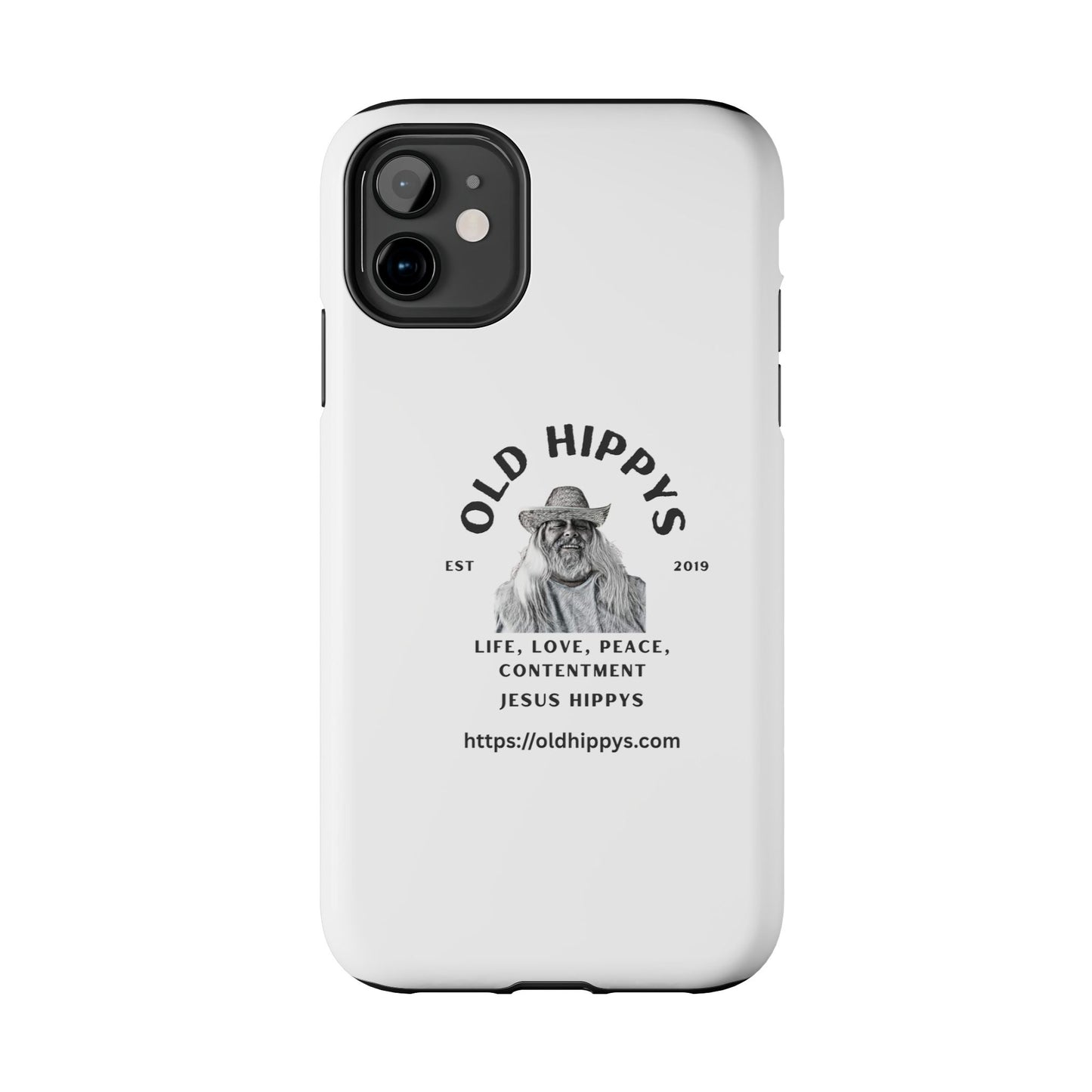 Old Hippys Phone Case — 'Life, Love, Peace, Contentment' Tough Protective Case