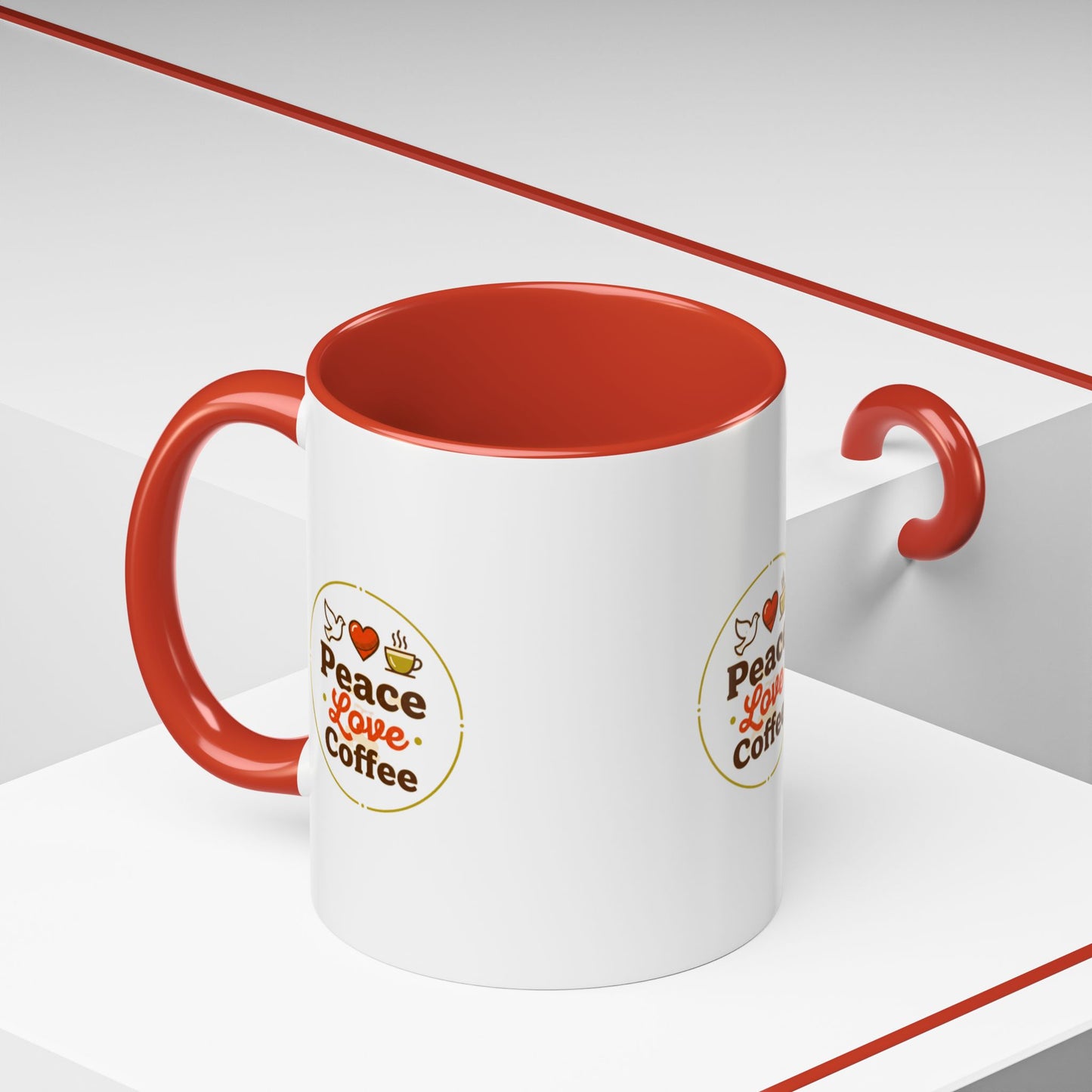 Peace Love Coffee Accent Mug - 11/15oz Ceramic Coffee Cup