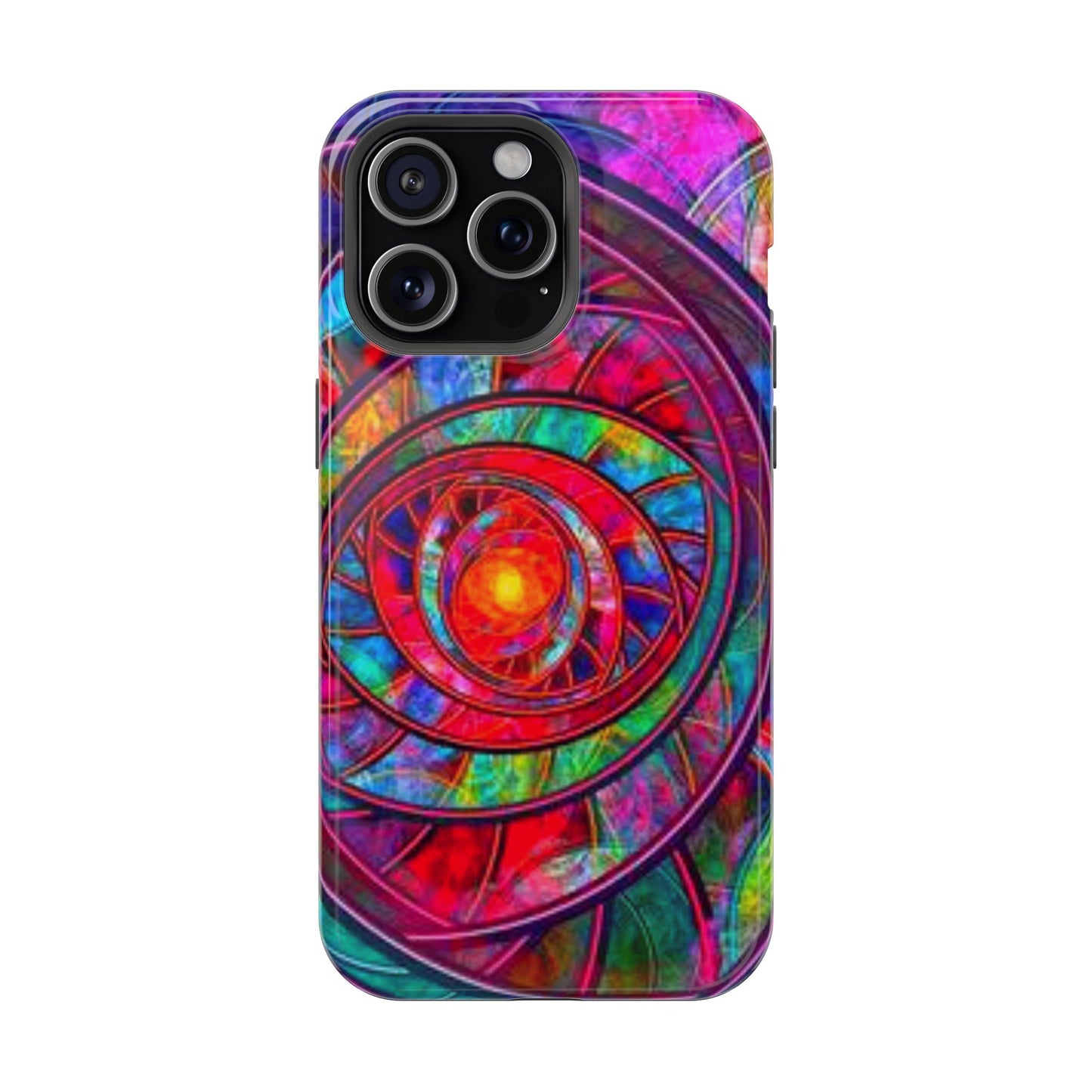 Protective Phone Case — Vibrant Abstract Mandala Impact-Resistant Design