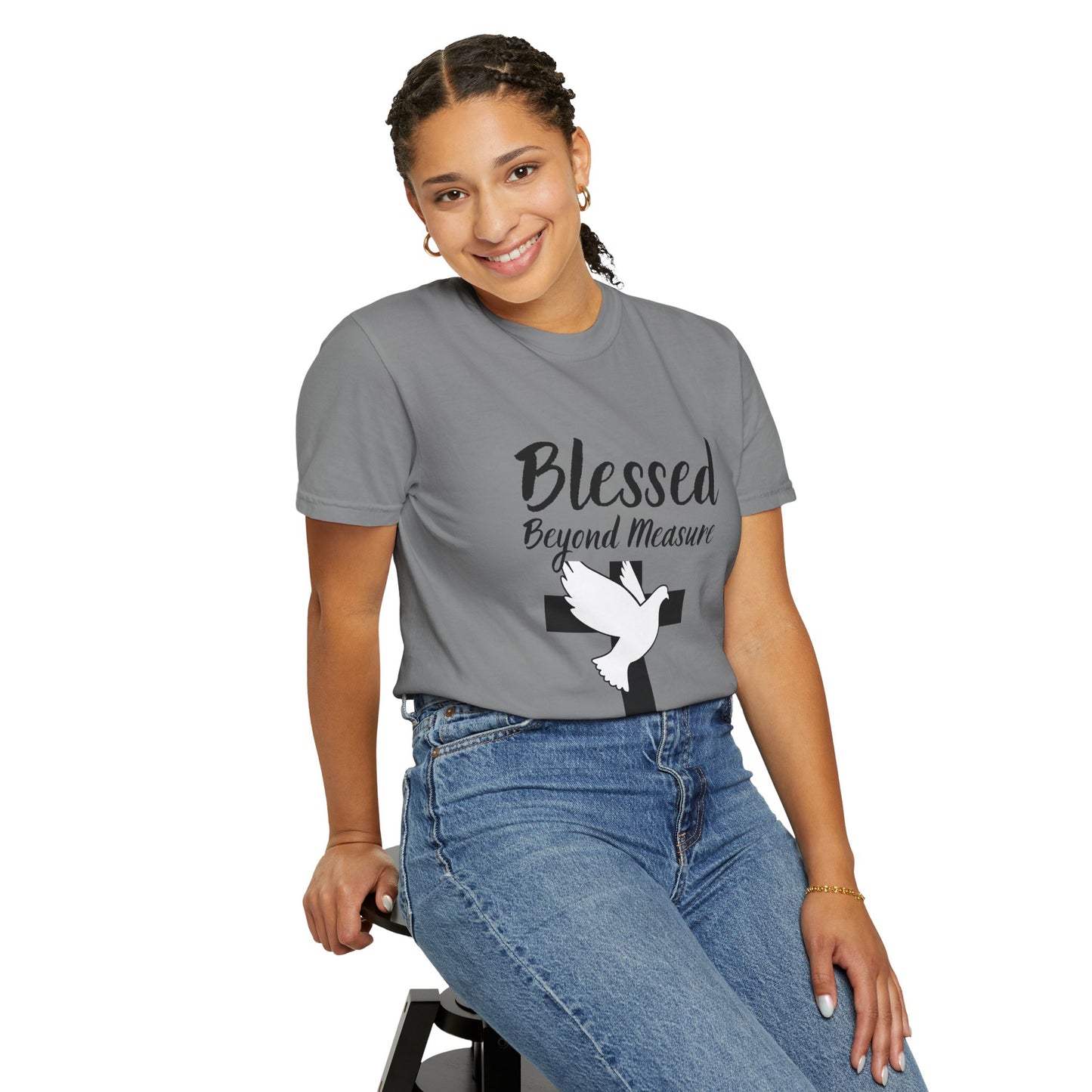 Blessed Beyond Measure T-Shirt — Christian Cross & Dove Faith Tee