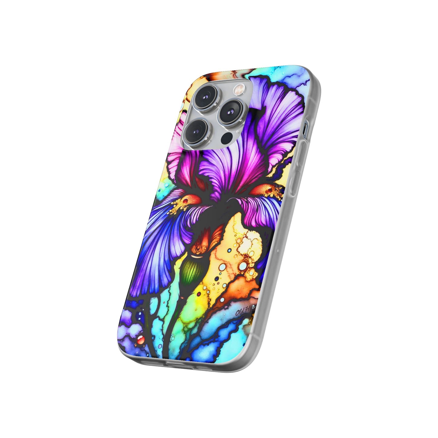 Stained Glass Iris Smartphone Case — Vibrant Purple Watercolor Phone Cover