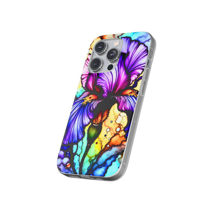 Stained Glass Iris Smartphone Case — Vibrant Purple Watercolor Phone Cover