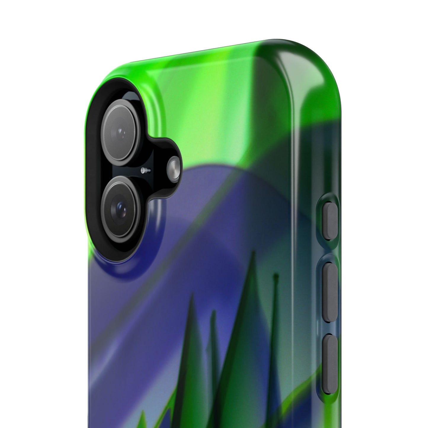 — Green Blue Abstract Wave Design Impact-Resistant Phone Case
