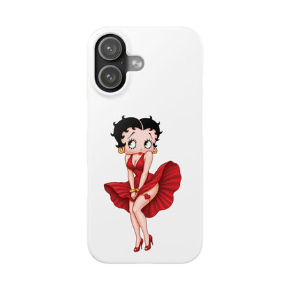 Betty Boop Red Dress Slim iPhone Case — Retro Pin-Up Cartoon Phone Cover