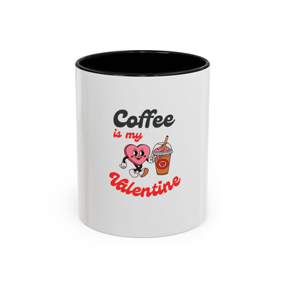 Coffee Is My Valentine Accent Mug — Cute Heart & Iced Coffee Gift (11/15oz)