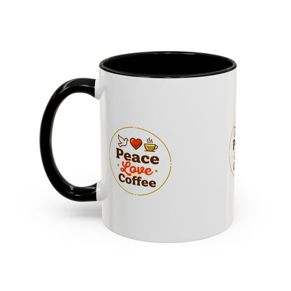 Peace Love Coffee Accent Mug - 11/15oz Ceramic Coffee Cup