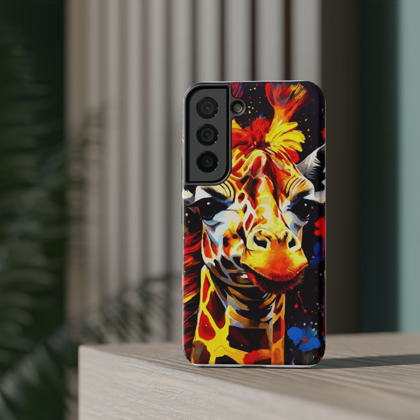 Funky Giraffe Art Impact-Resistant Phone Case —