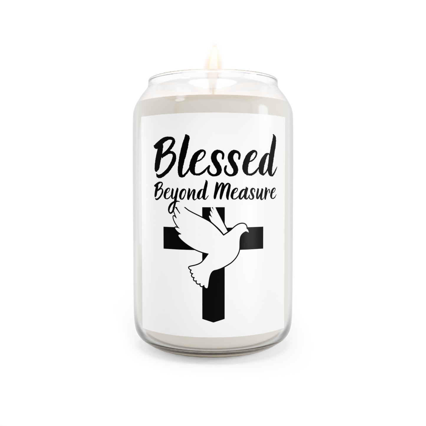 Blessed Beyond Measure Soy Candle — 13.75 oz Religious Scented Candle (Dove & Cross)