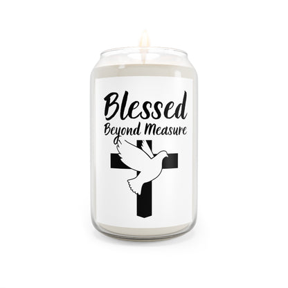 Blessed Beyond Measure Soy Candle — 13.75 oz Religious Scented Candle (Dove & Cross)