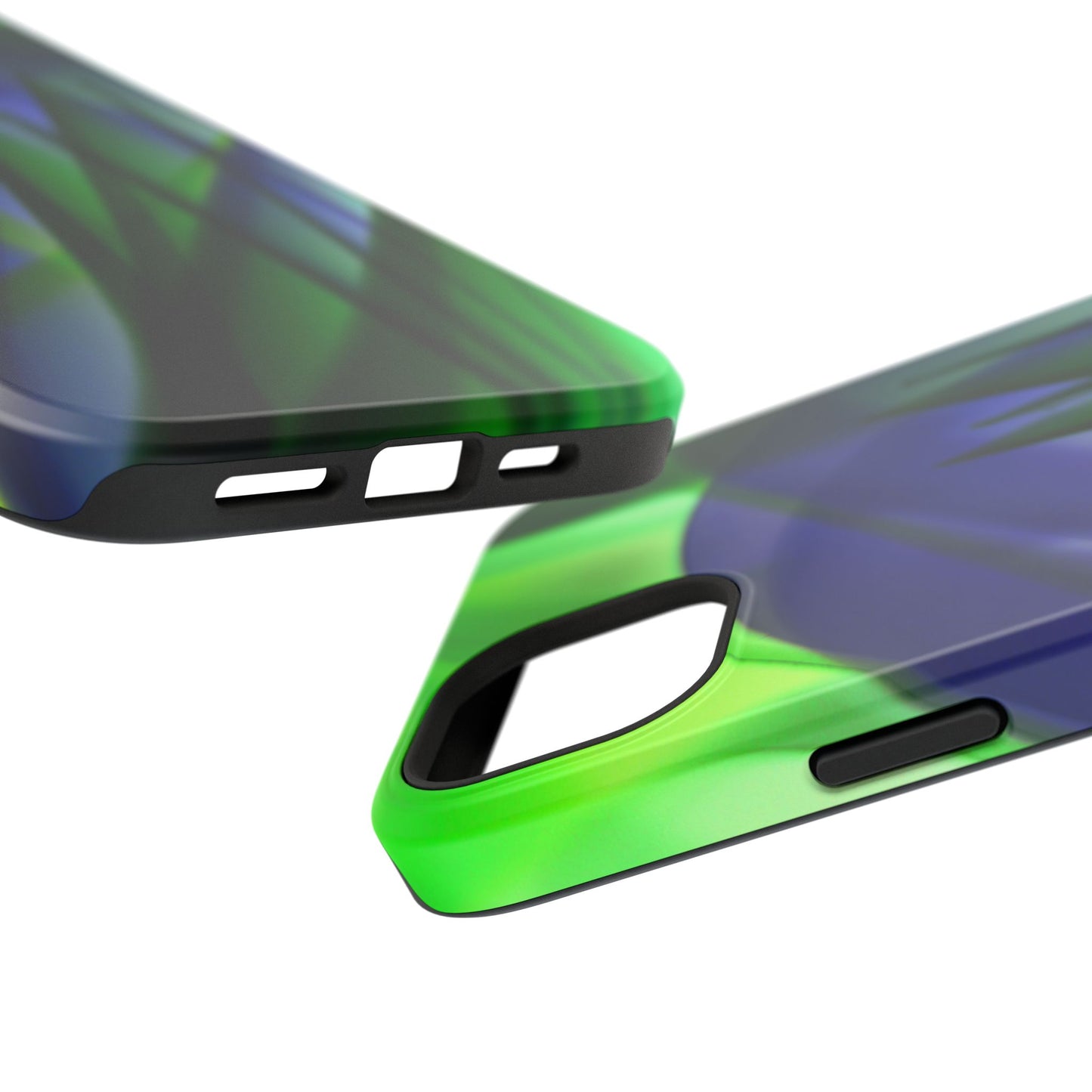 — Green Blue Abstract Wave Design Impact-Resistant Phone Case