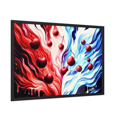 Cherry Duality Fire and Ice Framed Poster