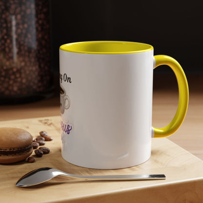 Living On Coffee and Jesus Accent Mug — Christian Coffee Cup (11/15oz)