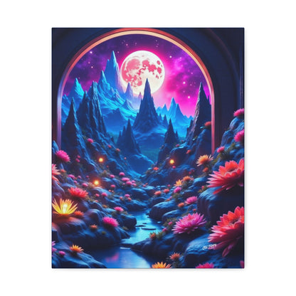 Moonlit Lotus Valley Canvas by Old Hippy