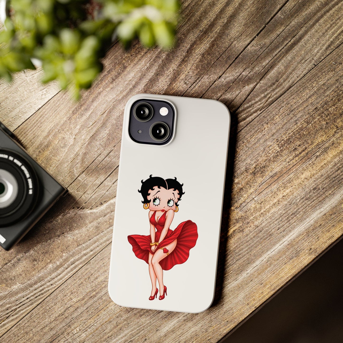 Betty Boop Red Dress Slim iPhone Case — Retro Pin-Up Cartoon Phone Cover