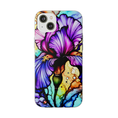 Stained Glass Iris Smartphone Case — Vibrant Purple Watercolor Phone Cover