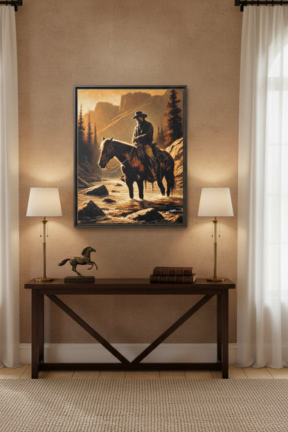 “Still Waters, Weathered Soul” Wood Framed AI Canvas Art by Old Hippy