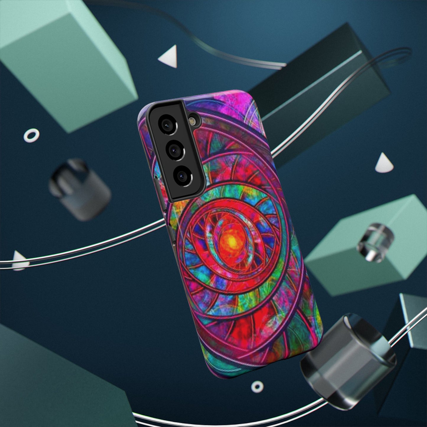 Protective Phone Case — Vibrant Abstract Mandala Impact-Resistant Design