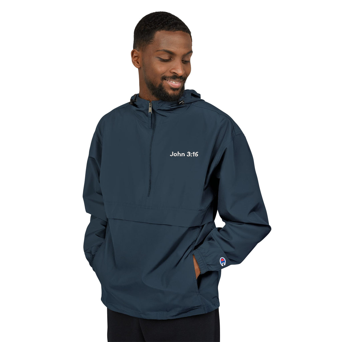 Packable Anorak Jacket — Minimal Reflective "John 3:16" Logo Windbreaker