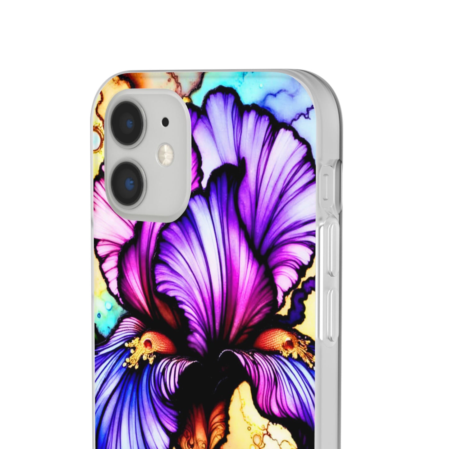 Stained Glass Iris Smartphone Case — Vibrant Purple Watercolor Phone Cover