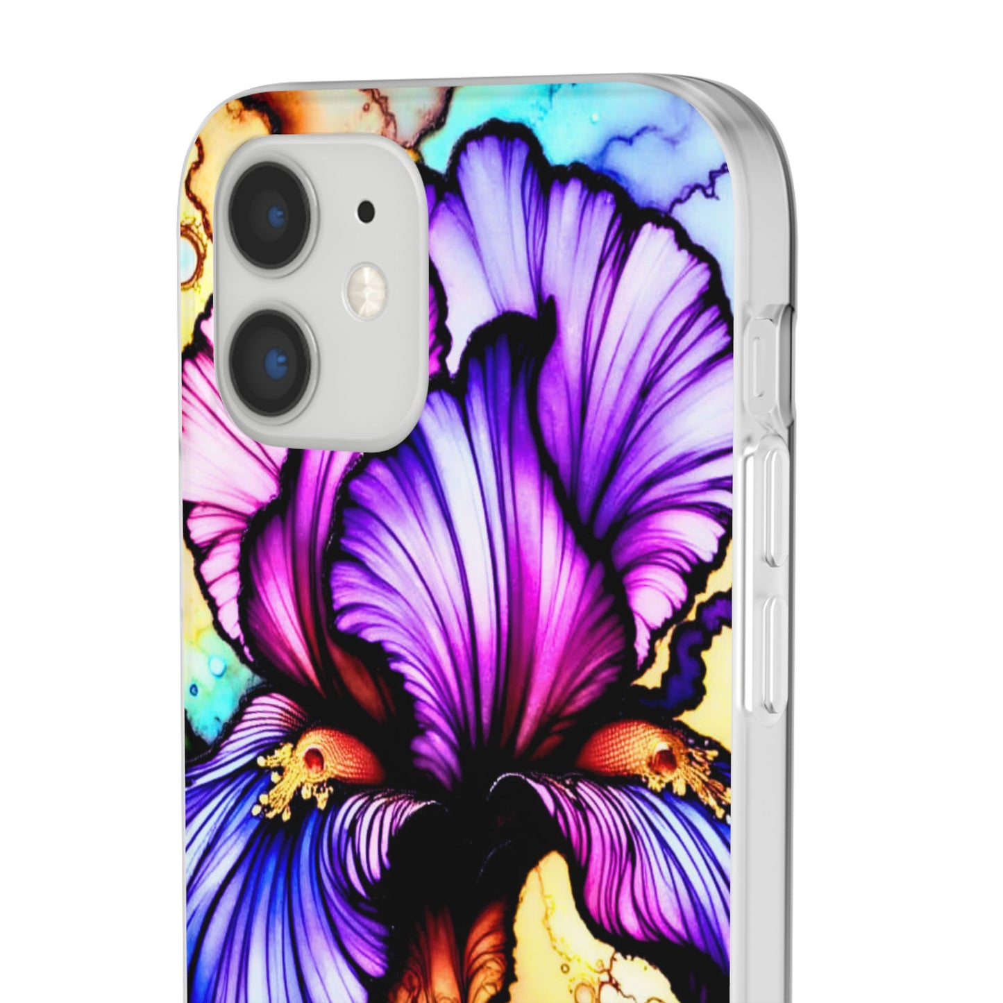 Stained Glass Iris Smartphone Case — Vibrant Purple Watercolor Phone Cover