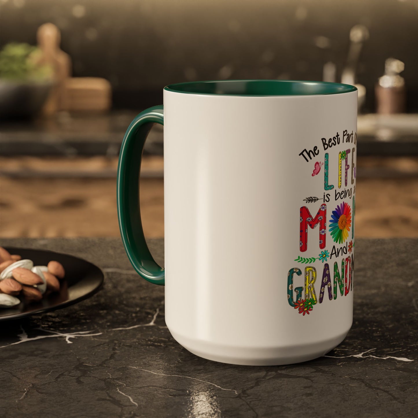 Mom and Grandma Colorful Ceramic Mug — "The Best Part of My Life is Being a Mom and Grandma" (11oz/15oz)