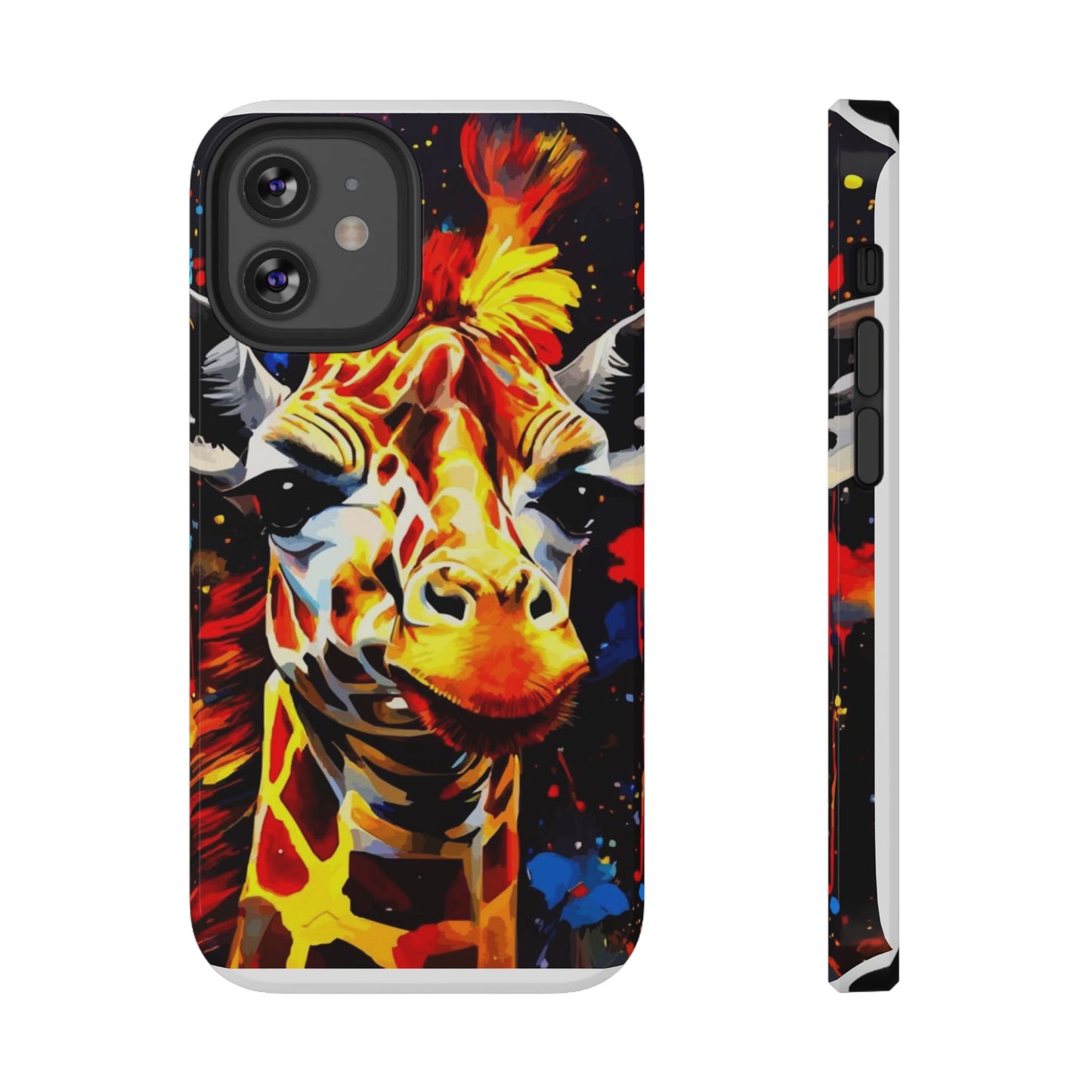 Funky Giraffe Art Impact-Resistant Phone Case —